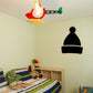 Black knit winter beanie cap wall decal with white trim