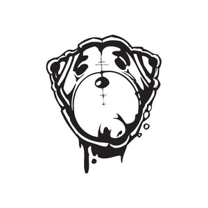 Black bear face graffiti decal with drips and bold outlined details