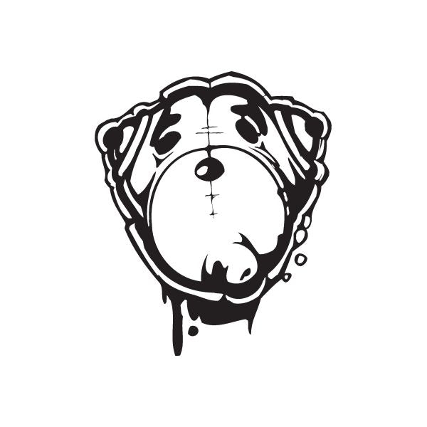 Black bear face graffiti decal with drips and bold outlined details
