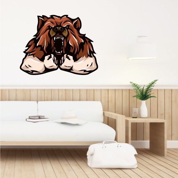Image of Bear Mascot Wall Decal - Vinyl Car Sticker - Uscolor023