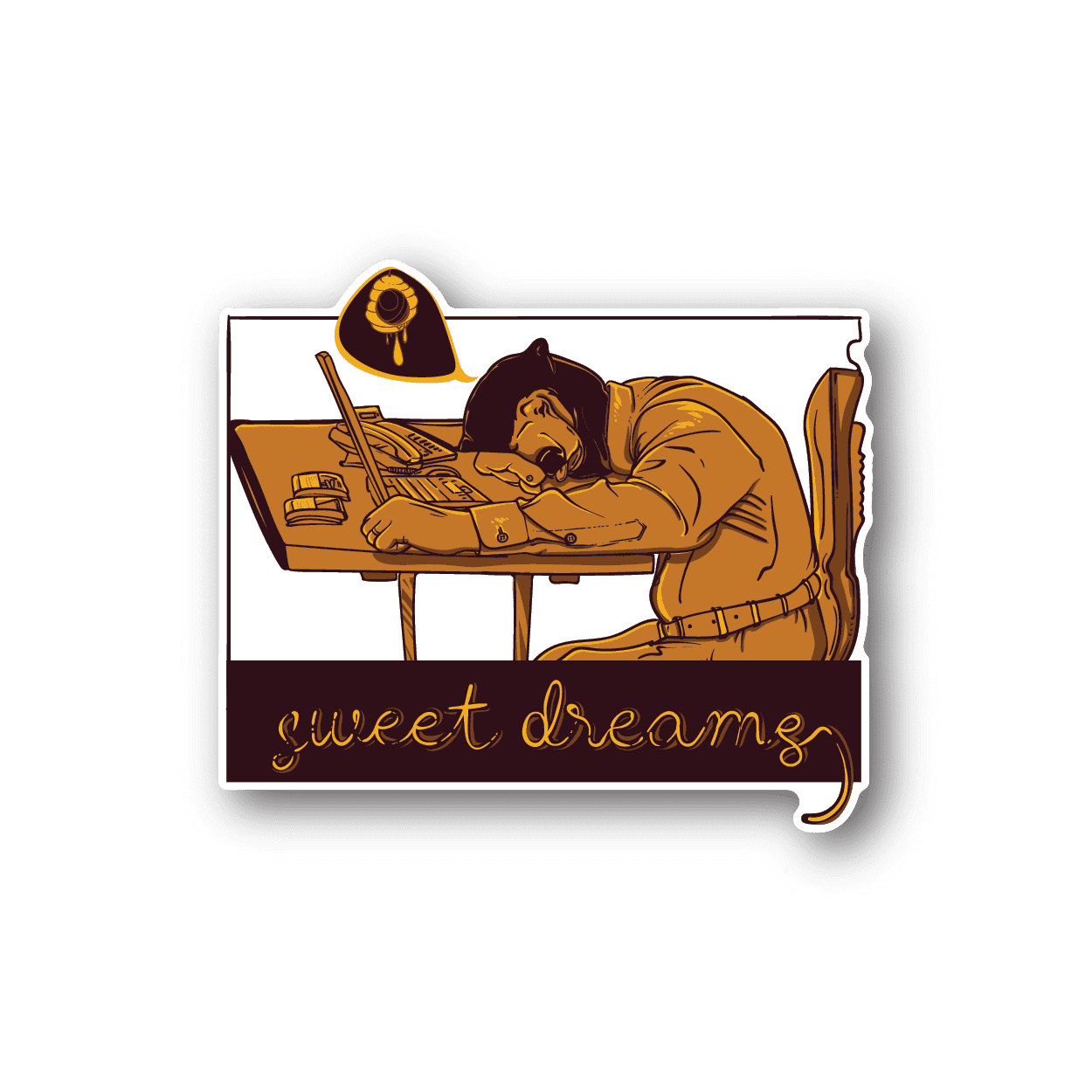 Image of Bear Sleeping Sweet Dreams Sticker