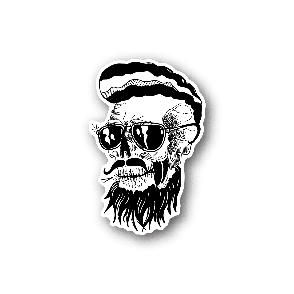 Image of Bearded Hipster Skull Sticker