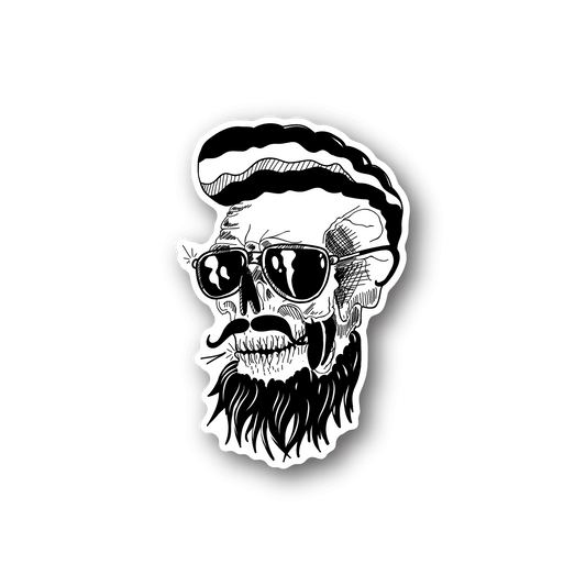 Image of Bearded Hipster Skull Sticker