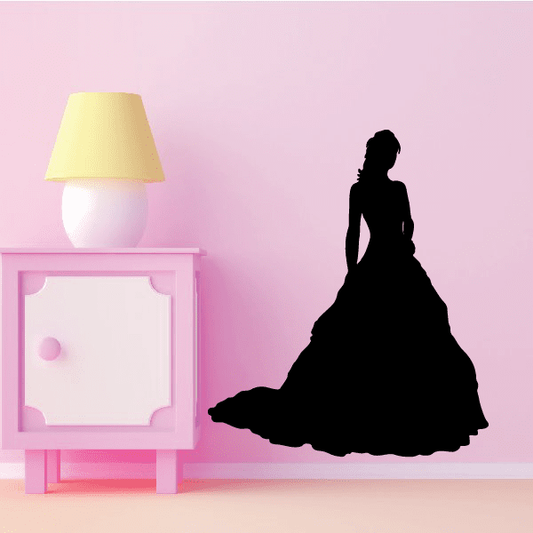 Image of Beautiful Bride Standing Silhouette Decal