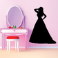 Bride silhouette decal in black, elegant long gown and veil pose
