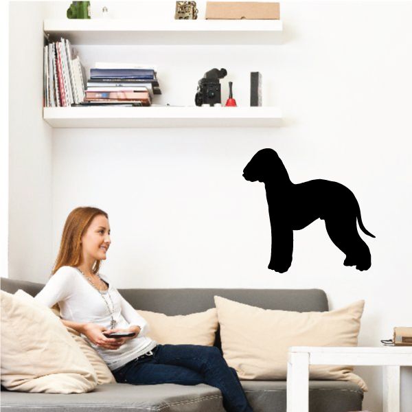 Bedlington terrier dog silhouette wall decal, black
