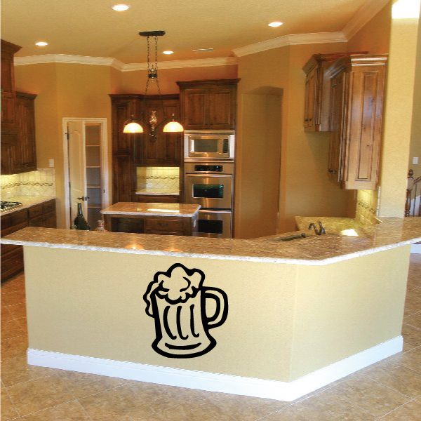 Beer mug decal sticker with black beer mug icon on white background