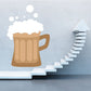 Beer mug die cut decal with frothy head and bubble accents
