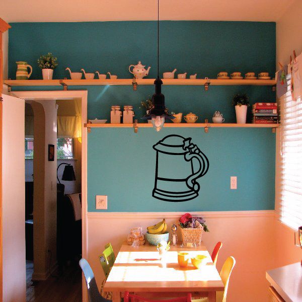 Beer stein decal graphic in black outline on wall