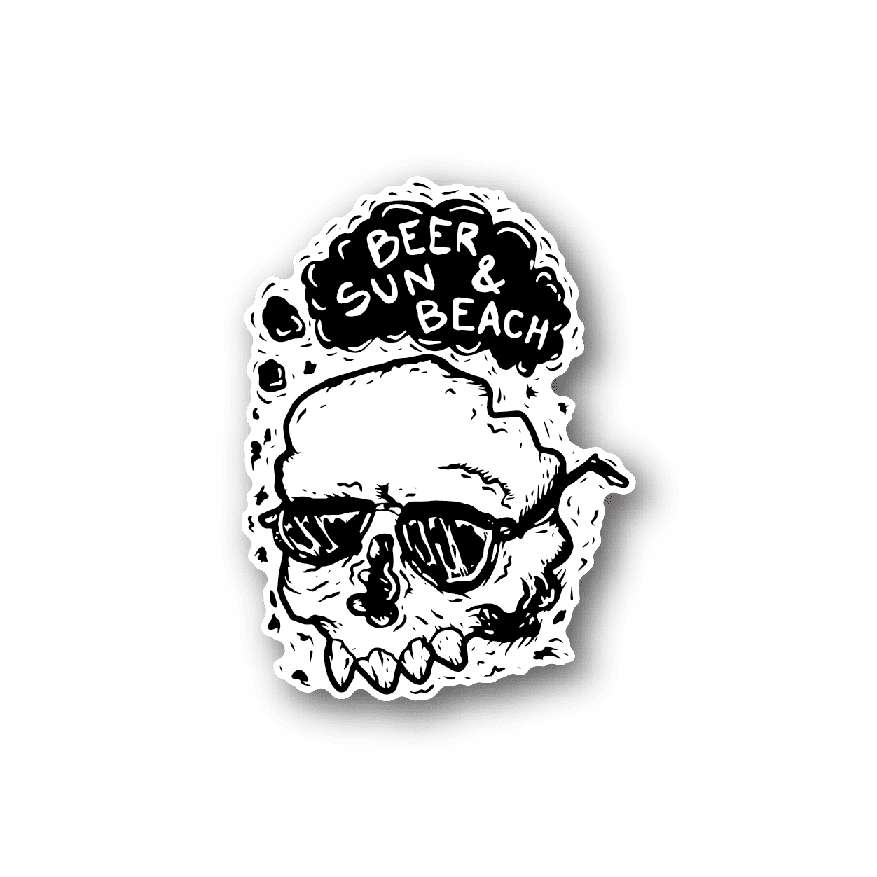 Image of Beer Sun and Beach Skull Sticker