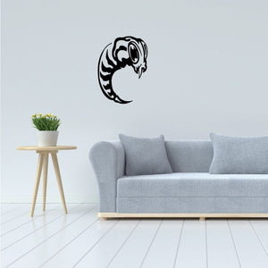 Beetle worm wall decal, black cartoon-style outline silhouette