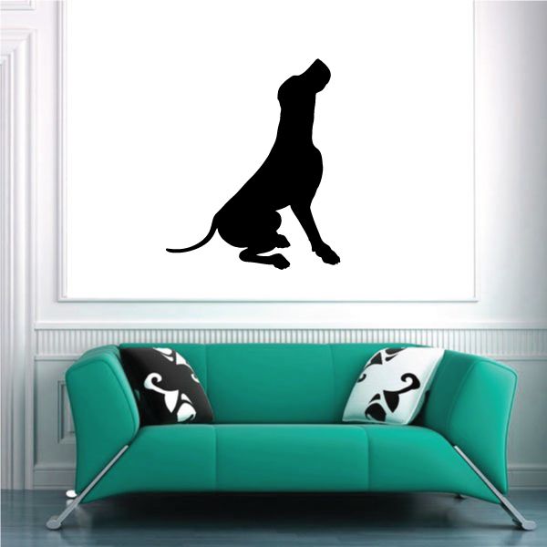 Begging Great Dane vinyl decal, black sitting dog silhouette begging pose