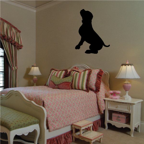 Begging puppy dog decal, black silhouette