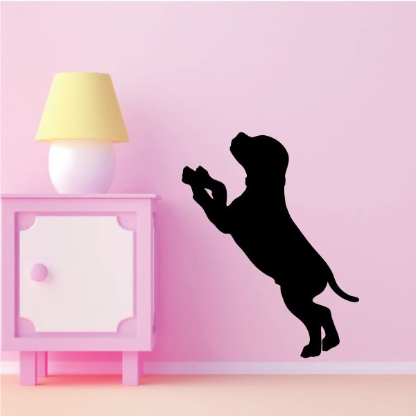 Black begging puppy dog decal silhouette, standing with front paws raised