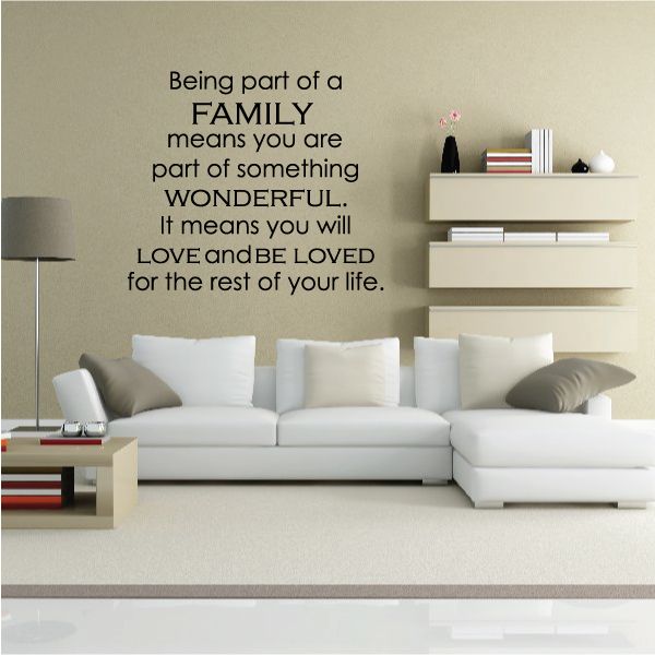 Inspirational wall decal with quote: “Being part of a FAMILY means you are part...”