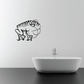 Striped frog wall decal, black line art with open mouth bubble