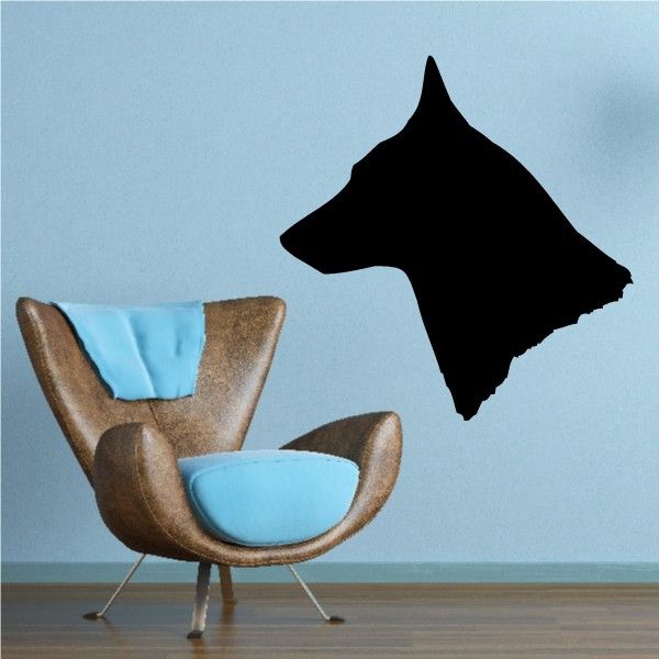 Dog head decal of Belgian Malinois in black silhouette