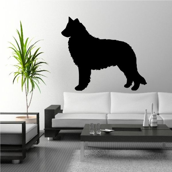 Belgian Sheepdog wall decal, black dog silhouette in profile