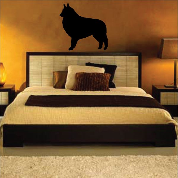 Belgian Tervuren dog wall decal, black standing dog silhouette