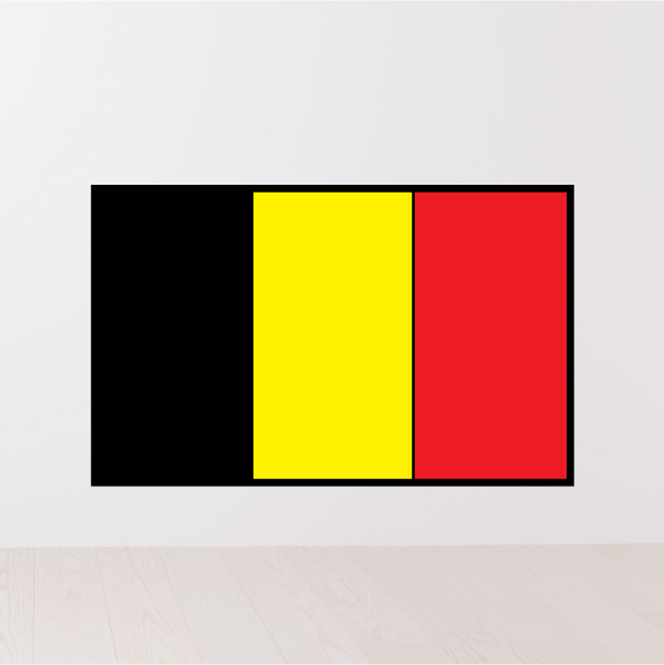 Belgium flag sticker with vertical black, yellow, and red stripes
