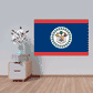Rectangular Belize flag sticker with blue-white-red stripes and coat of arms circle