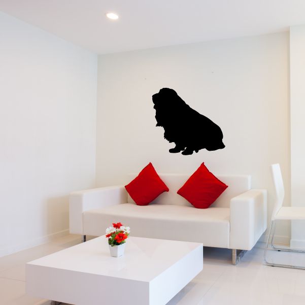 Dog decal sticker, black silhouetted dog sitting