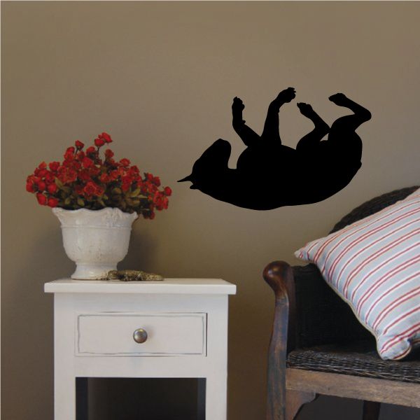 Black bull terrier belly-rub decal silhouette