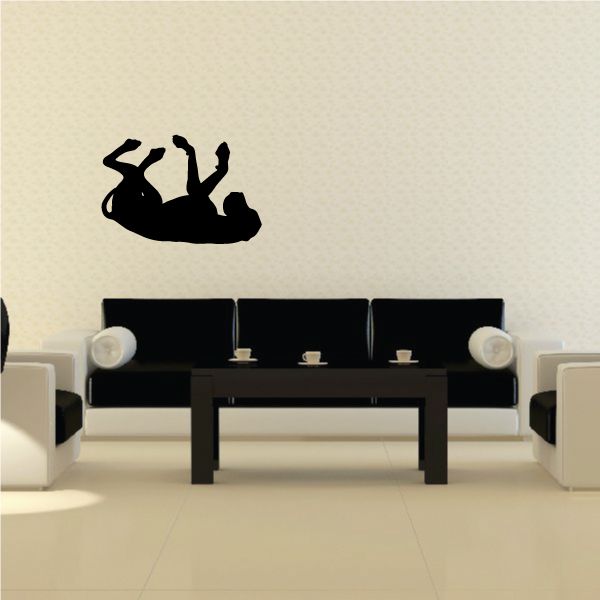 Great Dane belly rub decal, black silhouette of dog on wall