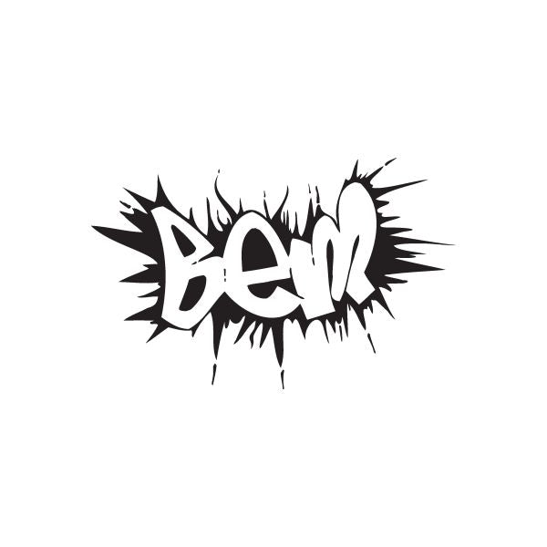 Graffiti decal sticker with bold black 'BEM' lettering on white background