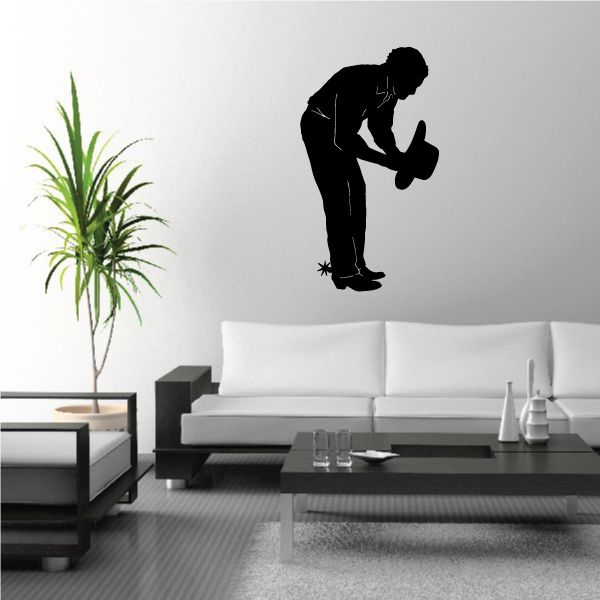 Praying cowboy decal, bent-over silhouette with boots and hat
