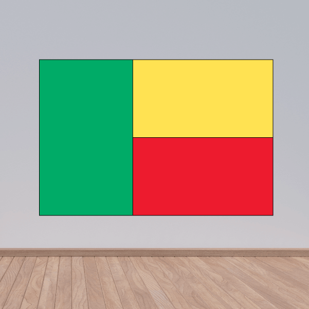 Benin flag sticker with vertical green panel and horizontal yellow and red fields