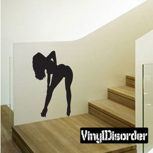 Bent-over stripper silhouette decal, black