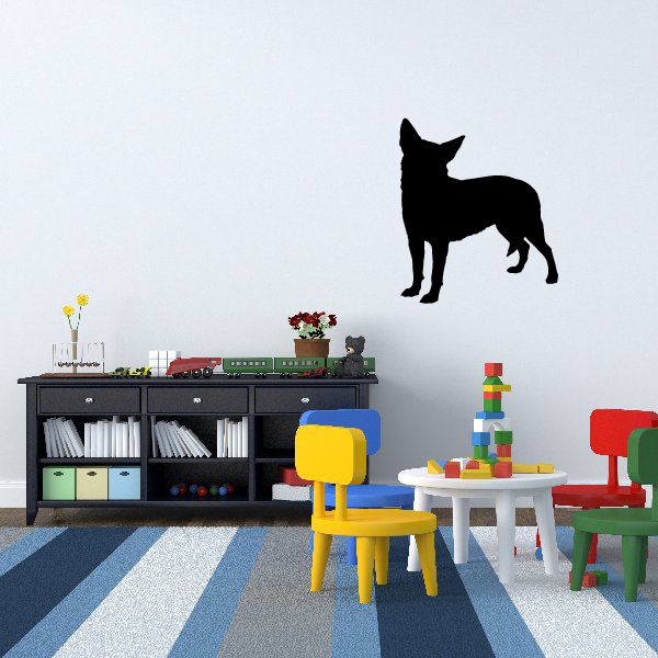 Black dog decal sticker silhouette with standing pose and raised tail
