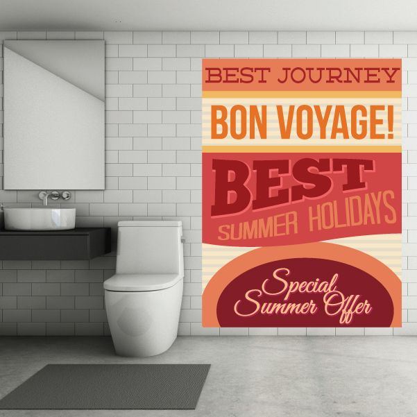 Typography vinyl wall decal: "BON VOYAGE!" "Special Summer Offer"