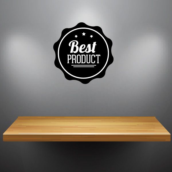 Vinyl wall decal badge reading “Best PRODUCT” with stars, black