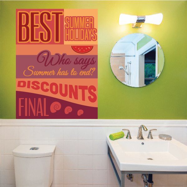 Colorful typography wall decal with summer holiday quotes and watermelon accents