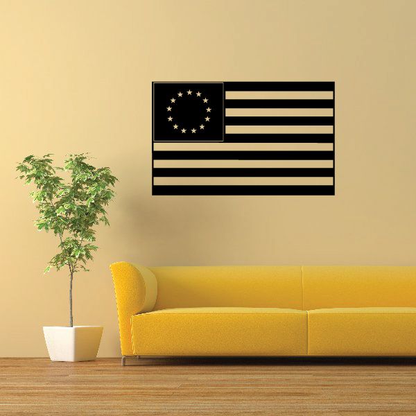 America flag decal with blue star field and red-and-white striped bands