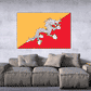 Rectangular Bhutan flag sticker with yellow and red fields, white dragon emblem