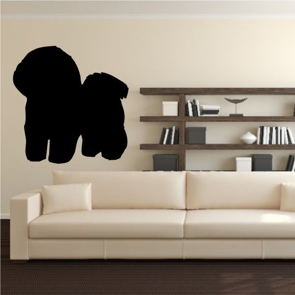 Bichon Frise wall decal with black dog silhouette on off-white wall