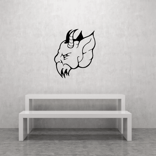 Masquerade mask decal with black devil face and large curled ears
