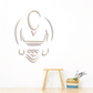Decorative wall decal of a stylized bearded face with mustache