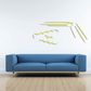 Billiard ball formation wall decal with yellow and gray curved ball lines