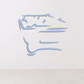Billiard table close perspective decal with blue outline design