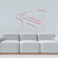 Billiard table corner angle perspective decal, gray with pink/red outlines