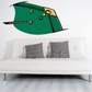 Billiard corner table shot sticker with green felt, pool balls, and cue stick