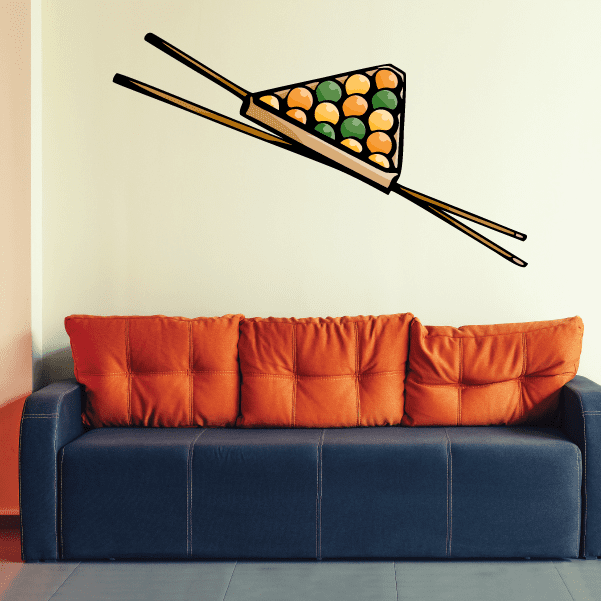 Image of Billiard Cue Sticks Balls in Rack Sticker