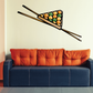 Billiard cue rack wall sticker with two cues and colorful ball cluster