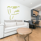 Billiard end table wall decal with green pool table-themed graphic