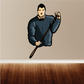 Billiard cue player sticker: cartoon man holding a pool cue.