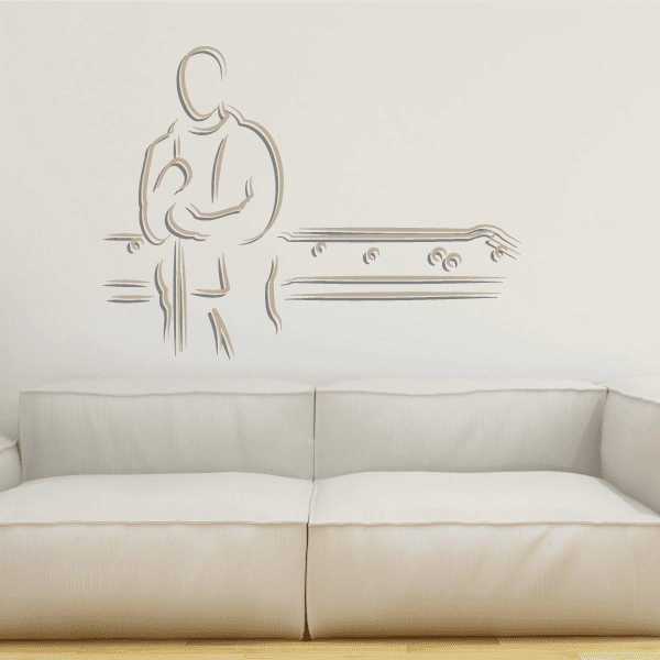Billiard player wall decal with billiard table line art